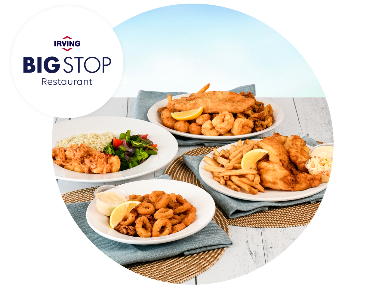 A collection of BigStop seafood platters