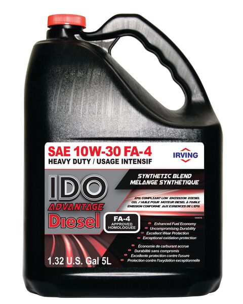 IDO Advantage – Huile pour moteurs diesel à usage intensif – mélange synthétique (10W-30 FA-4)